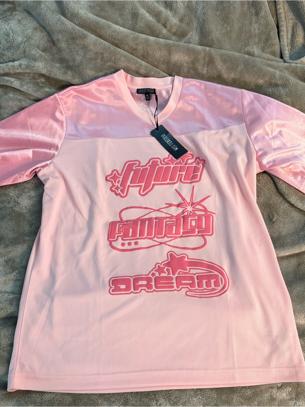 Dolls Kill Pink Graphic 'Future Fantasy Dream' Short Sleeve Jersey